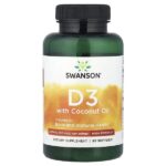 витамин D3 с кокосовым маслом, 60 капсул — Swanson