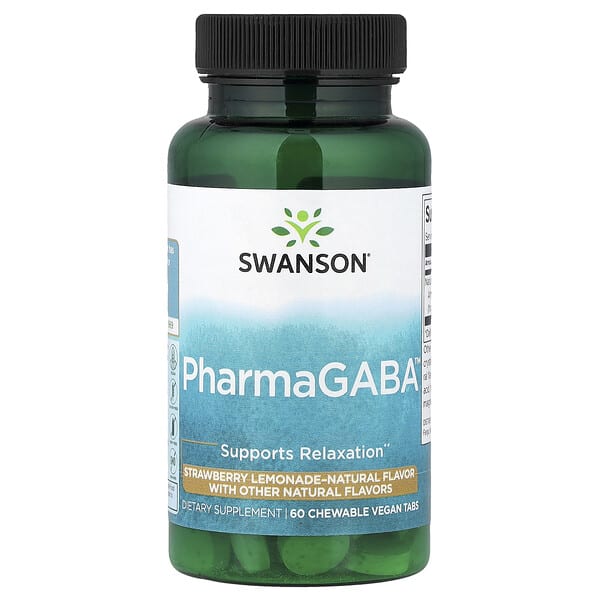 swv02841_v_24.jpg PharmaGABA™, клубничный лимонад, 100 мг, 60 жевательных таблеток — Swanson