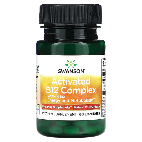 swv02907_v_8.jpg Activated B12 Complex, натуральная вишня, 60 пастилок (2000 мкг в каждой пастилке) — Swanson