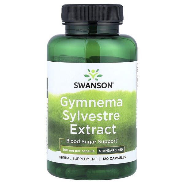 swv04045_v_40.jpg джимнема (Gymnema sylvestre), стандартизованный экстракт, 300 мг, 120 капсул — Swanson