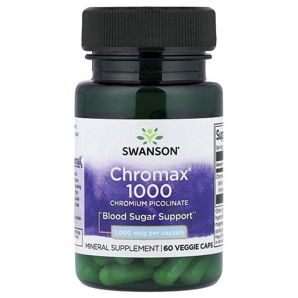 swv04083_v_24.jpg Chromax® 1000, пиколинат хрома, 1000 мкг, 60 растительных капсул — Swanson