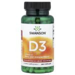 витамин D3, высокоактивный, 25 мкг (1000 МЕ), 250 капсул — Swanson
