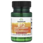 витамин B12, 500 мкг, 30 веганских капсул — Swanson