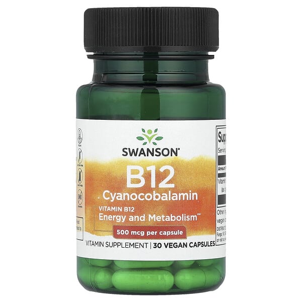 swv11248_v_24.jpg витамин B12, 500 мкг, 30 веганских капсул — Swanson