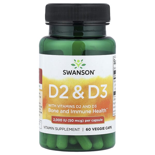 swv11588_v_24.jpg витамины D2 и D3, 60 растительных капсул — Swanson
