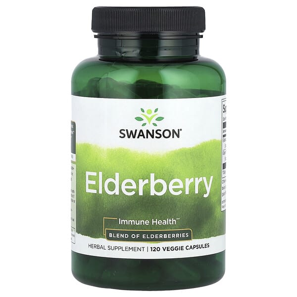 swv11673_v_40.jpg Elderberry, для укрепления иммунитета, 120 растительных капсул — Swanson