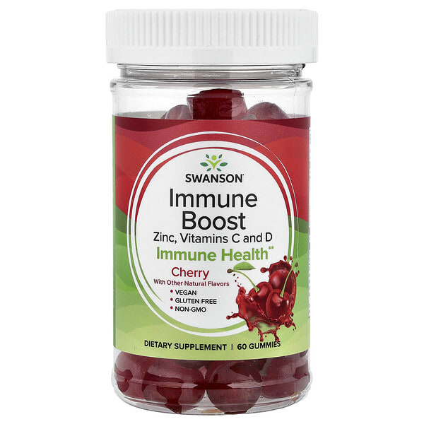 swv11847_v_24.jpg Immune Boost, цинк, витамины C и D, жевательные таблетки, вишня, 60 жевательных таблеток — Swanson