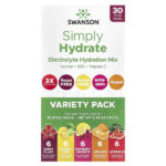 Simply Hydrate, смесь электролитов для гидратации, ассорти из 30 стик-пакетов, 180 г (6,36 унции) — Swanson