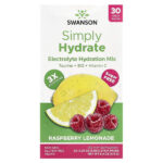 Simply Hydrate, смесь для гидратации электролитов, малиновый лимонад, 30 пакетиков по 5,95 г (0,21 унции) — Swanson