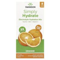 Simply Hydrate, смесь электролитов для гидратации, апельсин, 8 стик-пакетов по 5,84 г (0,21 унции) — Swanson