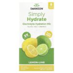 Simply Hydrate, смесь для гидратации электролитов, лимон и лайм, 8 пакетиков в виде стиков по 5,92 г (0,21 унции) — Swanson