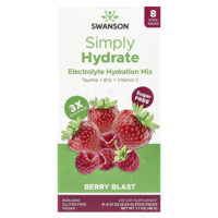 Simply Hydrate, смесь для гидратации электролитов, Berry Blast, 8 пакетиков в виде стиков по 6,04 г (0,21 унции) — Swanson
