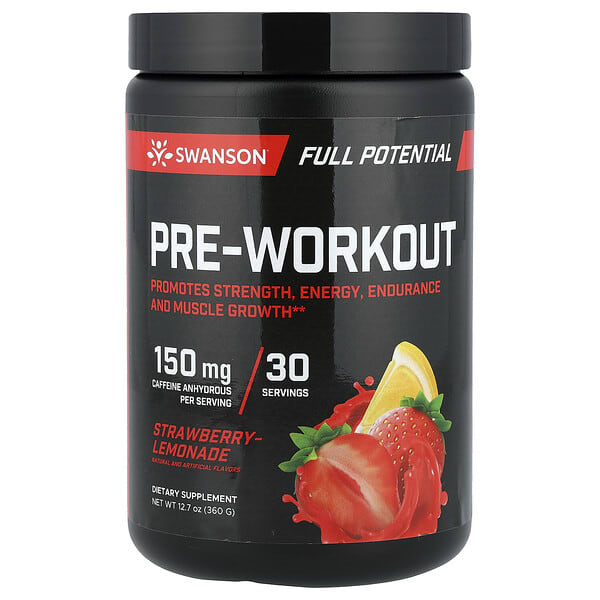 swv11956_v_8.jpg Full Potential Pre-Workout, предтренировочный комплекс, с клубникой и лимонадом, 360 г (12,7 унции) — Swanson