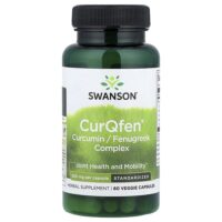 CurQfen®, комплекс с куркумином и пажитником, стандартизованный, 500 мг, 60 растительных капсул — Swanson