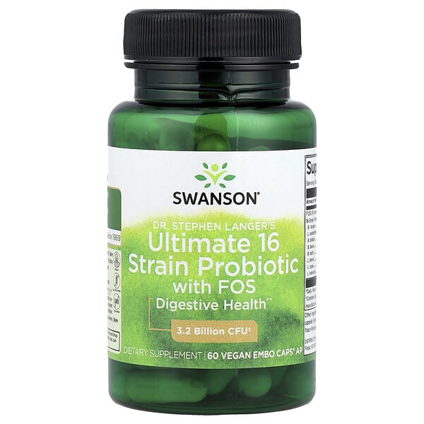 swv19051_v_72.jpg Dr. Stephen Langer's Ultimate 16 Strain Probiotic with FOS, 16 штаммов пробиотиков с ФОС, 60 веганских капсул EMBO Caps® AP — Swanson
