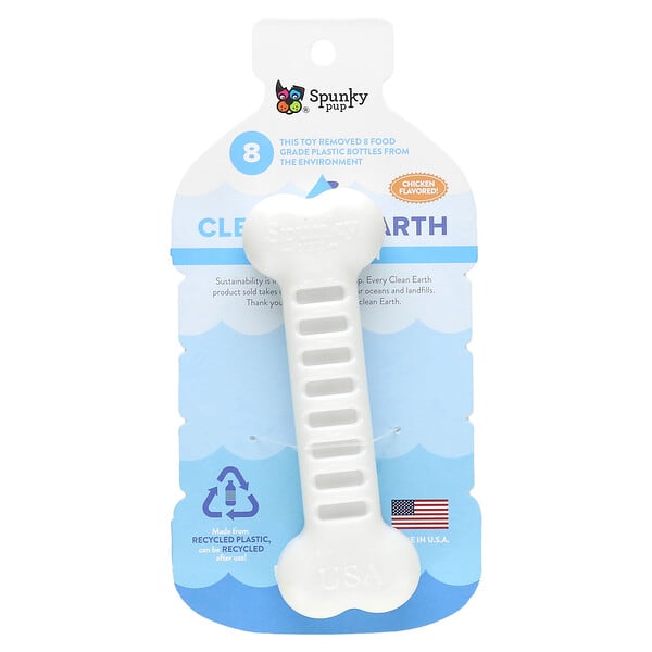 syu05738_v_5.jpg Твердые жевательные таблетки Clean Earth, кость, курица, 1 игрушка — Spunky Pup