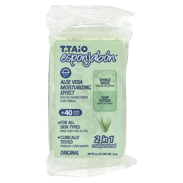tai00115_v_23.jpg мыло с губкой внутри, оригинальное алоэ вера, 120 г (4,2 унции) — T. Taio