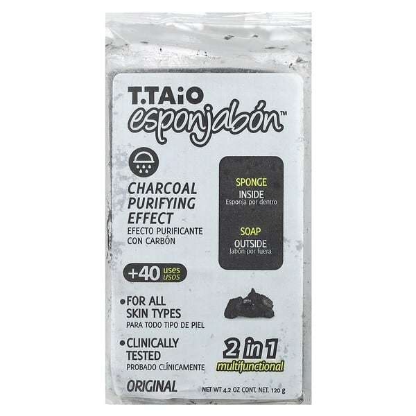 tai00672_v_42.jpg мыло с губкой внутри, оригинальный древесный уголь, 120 г (4,2 унции) — T. Taio