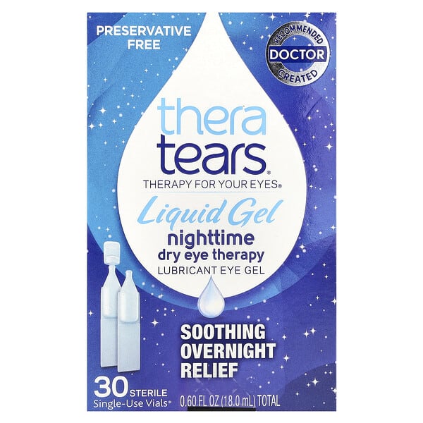 tar00330_v_28.jpg TheraTears, Nighttime Dry Eye Therapy, Гель-лубрикант для глаз, 30 одноразовых флаконов