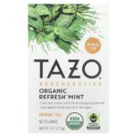 Regenerative, травяной чай, органическая освежающая мята, без кофеина, 16 чайных пакетиков, 19 г (0,67 унции) — TAZO