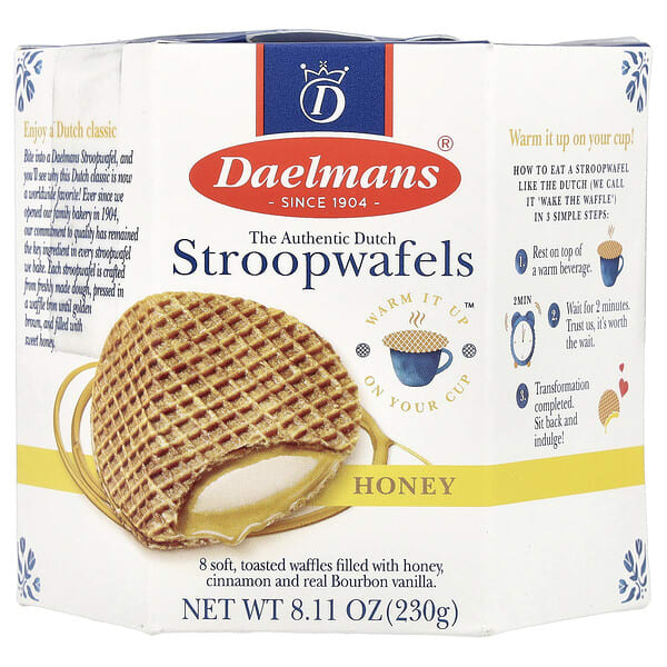 tbp00302_v_34.jpg Stroopwafels, мед, 8 вафель, 230 г (8,11 унции) — Daelmans