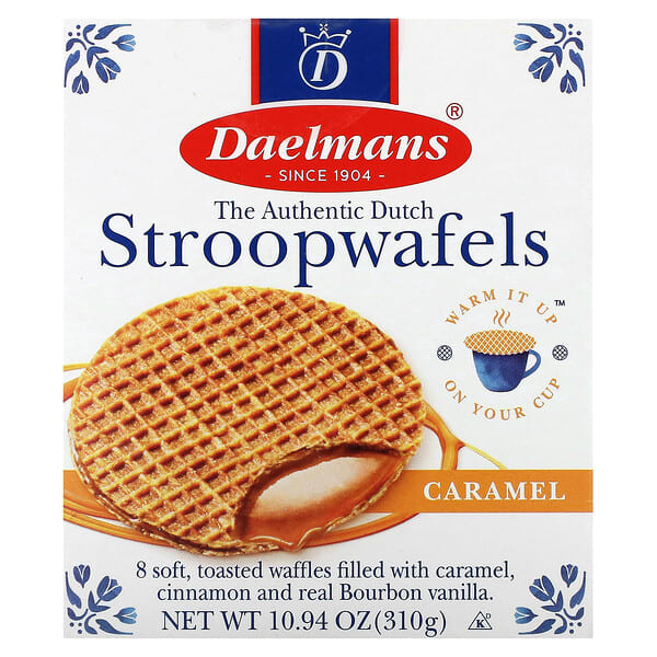tbp00334_v_10.jpg Stropwafels, карамель, 8 вафель, 310 г (10,94 унции) — Daelmans