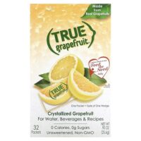 True Grapefruit, кристаллизованный грейпфрут, несладкий, 32 пакетика, 25,6 г (0,90 унции) — True Citrus