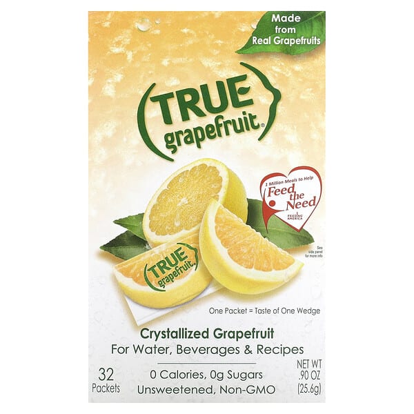 tcc00161_v_10.jpg True Grapefruit, кристаллизованный грейпфрут, несладкий, 32 пакетика, 25,6 г (0,90 унции) — True Citrus