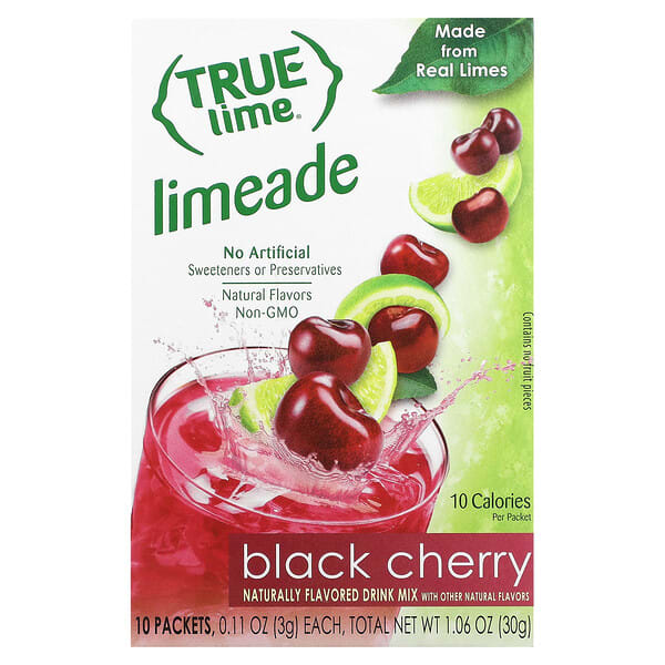tcc00429_v_20.jpg True Lime, лаймад, черная вишня, 10 пакетиков по 3 г (0,11 унции) — True Citrus