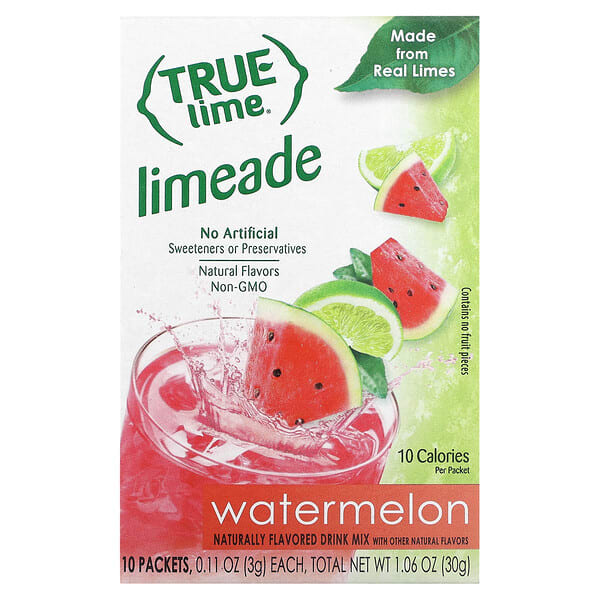 tcc00658_v_10.jpg True Lime, лаймад, арбуз, 10 пакетиков по 3 г (0,11 унции) — True Citrus
