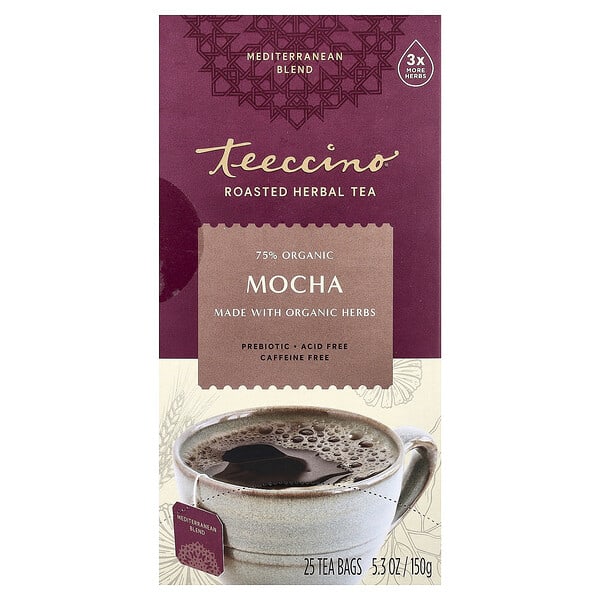 tee40081_v_36.jpg Жареный травяной чай, мокко, без кофеина, 25 чайных пакетиков, 150 г (5,3 унции) — Teeccino