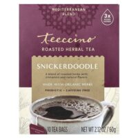 Жареный травяной чай, Snickerdoodle, без кофеина, 10 чайных пакетиков, 60 г (2,12 унции) — Teeccino