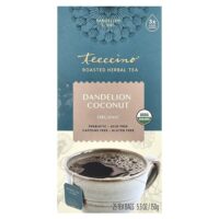 органический травяной чай, одуванчик и кокос, без кофеина, 25 чайных пакетиков, 150 г (5,3 унции) — Teeccino