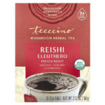 Mushroom Herbal Tea, Reishi Eleuthero, French Roast, Caffeine Free, 10 Tea Bags, 2.12 oz (60 g) — Teeccino