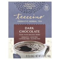 Prebiotic Herbal Tea, органический темный шоколад, без кофеина, 10 чайных пакетиков, 60 г (2,12 унции) — Teeccino