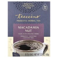 Травяной чай с пребиотиками, орехи макадамия, без кофеина, 10 чайных пакетиков, 60 г (2,12 унции) — Teeccino