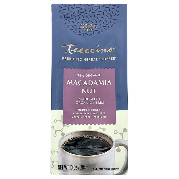 tee86020_v_38.jpg Пребиотик, травяной «кофе», орех макадамия, средней обжарки, без кофеина, 284 г (10 унций) — Teeccino