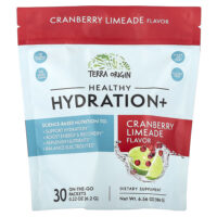 Healthy Hydration+, клюквенный лаймад, 30 пакетиков On the Go, 6,2 г (0,22 унции) каждый — Terra Origin