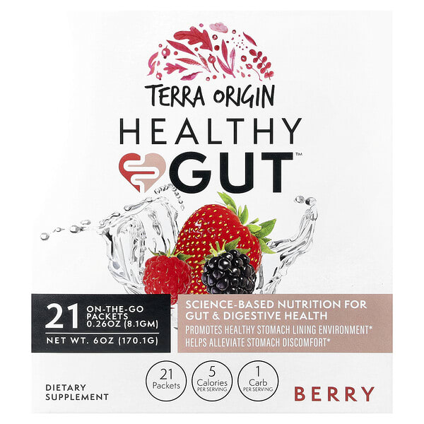 teo89920_v_18.jpg Healthy Gut™, ягоды, 21 пакетик, по 8,1 г (0,26 унции) — Terra Origin