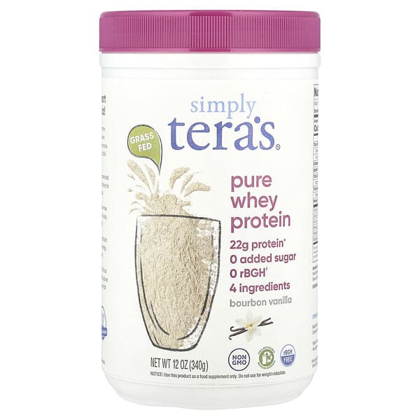 tew00219_v_29.jpg Grass Fed, Simply Pure Whey Protein, бурбонская ваниль, 340 г (12 унций) — Simply Tera's