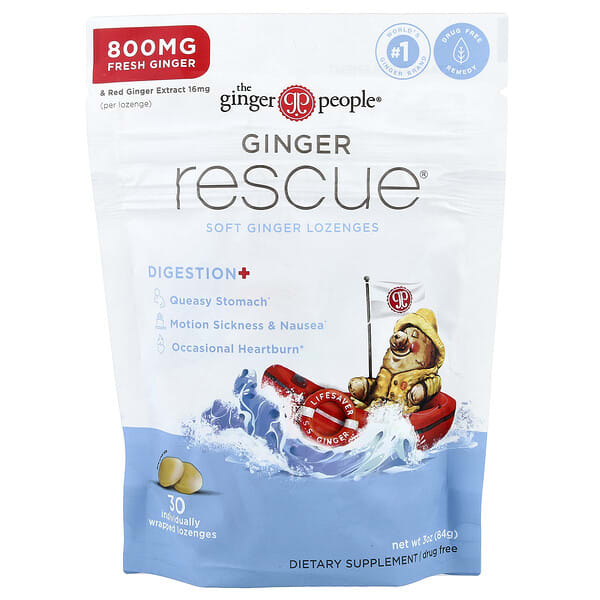 tgp90906_v_2.jpg Ginger Rescue®, мягкие пастилки с имбирем, 30 пастилок в индивидуальной упаковке — The Ginger People