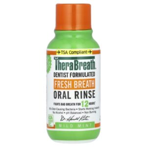 Ополаскиватель для рта Fresh Breath, мягкий вкус мяты, 3 жидких унции (88,7 мл) — TheraBreath