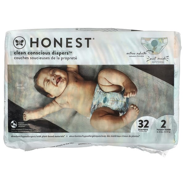 thc03109_v_21.jpg Clean Conscious Diapers™, размер 2, 12–18 фунтов, Above It All, 32 подгузника — The Honest Company