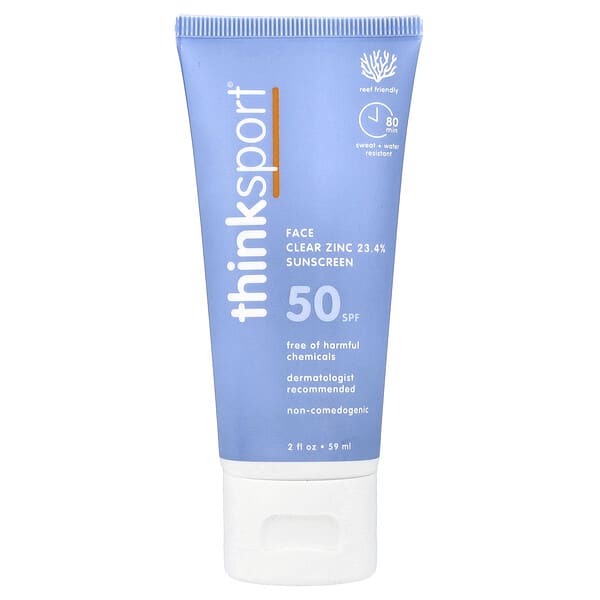 thi37215_v_24.jpg Thinksport®, солнцезащитное средство для лица с цинком 23,4%, SPF 50, 59 мл (2 жидк. унции) — think