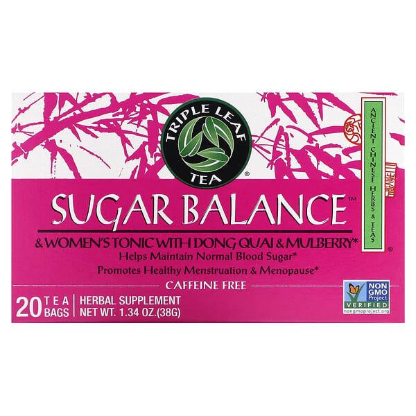 tlt00007_v_17.jpg Sugar Balance, тоник для женщин, с дягилем лекарственным и шелковицей, без кофеина, 20 чайных пакетиков, 38 г (1,34 унции) — Triple Leaf Tea