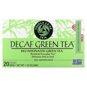 зеленый чай без кофеина, 20 чайных пакетиков, 38 г (1,34 унции) — Triple Leaf Tea