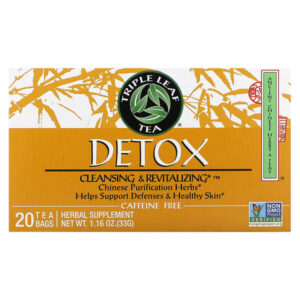 детокс, без кофеина, 20 чайных пакетиков, 33 г — Triple Leaf Tea