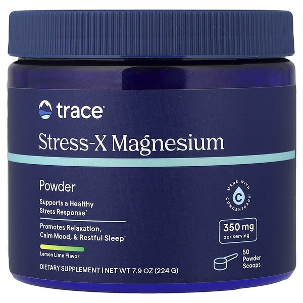 tmr00274_v_28.jpg Stress-X, магний в порошке, со вкусом лимона и лайма, 224 г (7,9 унции) — Trace