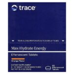 Шипучие таблетки Max-Hydrate Energy, апельсин, 8–10 таблеток в тюбиках по 44 г (1,55 унции) — Trace