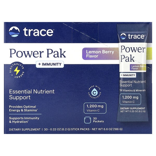tmr00588_v_60.jpg PowerPak + Immunity, лимон и ягоды, 30 пакетиков по 5,3 г (0,19 унции) — Trace